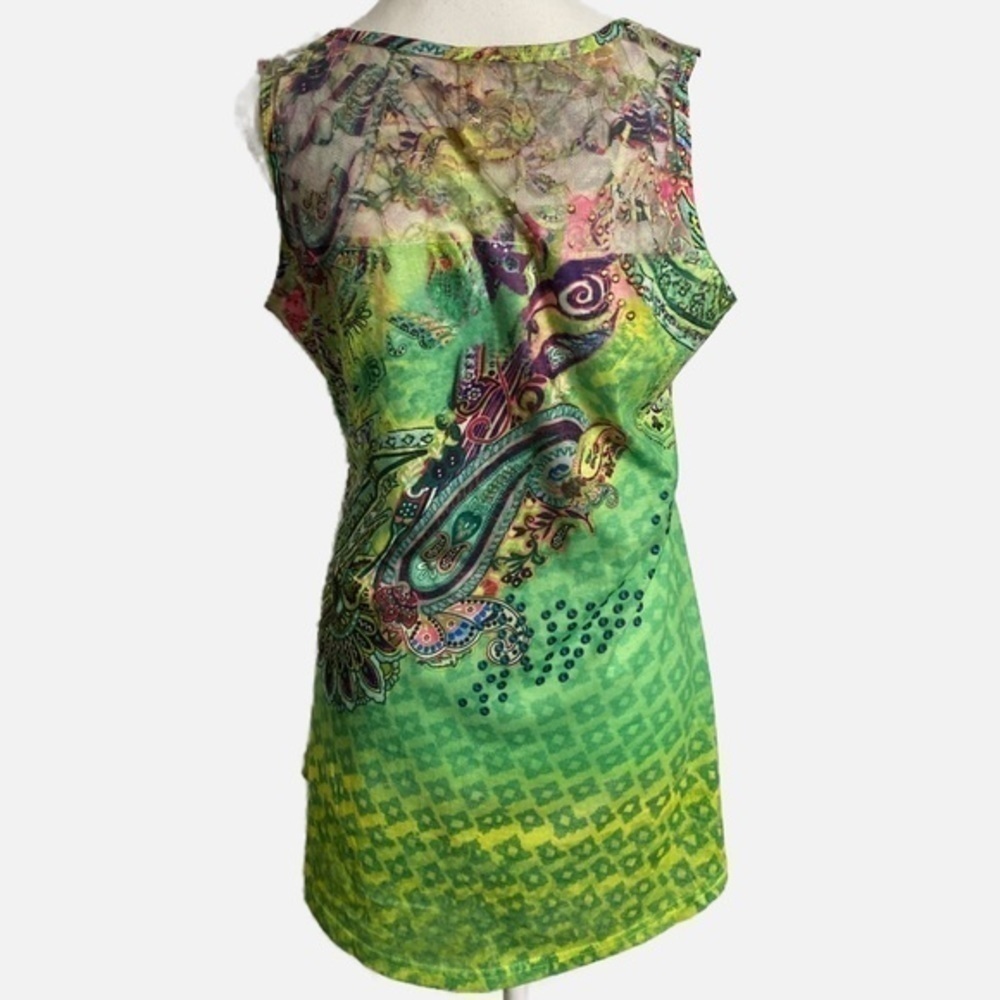 Shoreline Psychedelic Colorful Hi Low Sleeveless Tank Top - Picture 2 of 10